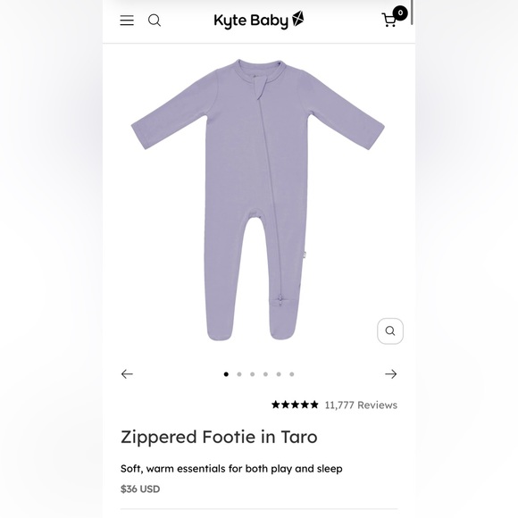 Kyte BABY Pajamas Kyte Baby Zippered Footie In Taro Size Preemie